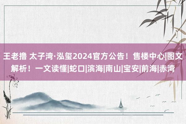 王老撸 太子湾·泓玺2024官方公告！售楼中心|图文解析！一文读懂|蛇口|滨海|南山|宝安|前海|赤湾